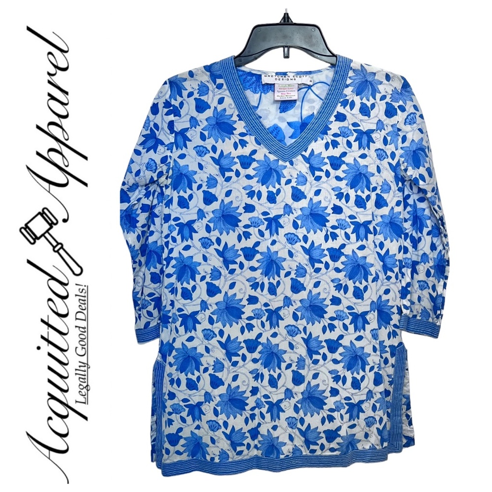 Gretchen Scott Designs Floral High Low 3/4 Sleeve Blouse